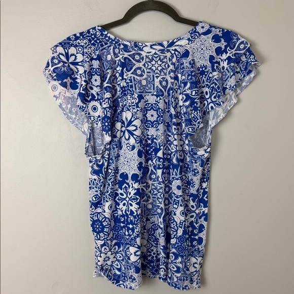 NWT Anthropologie Maeve Blue and White Floral T Shirt - M - Picture 10 of 10